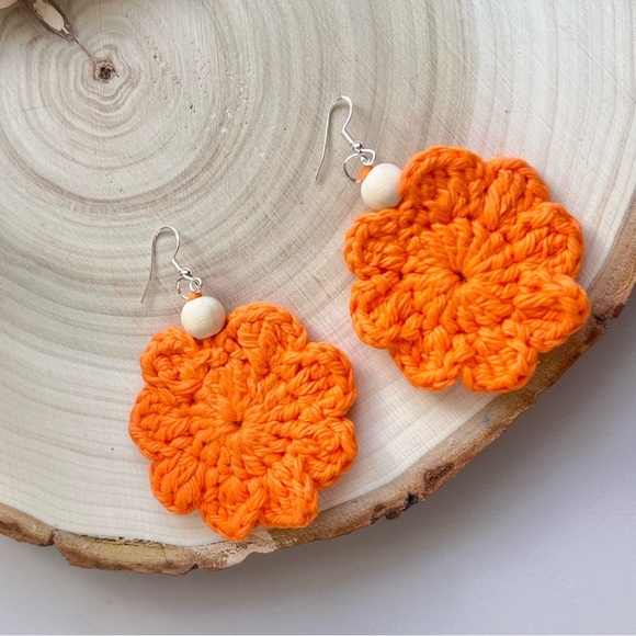 Crochet Beaded Fall Earrings - Picture 2 of 8